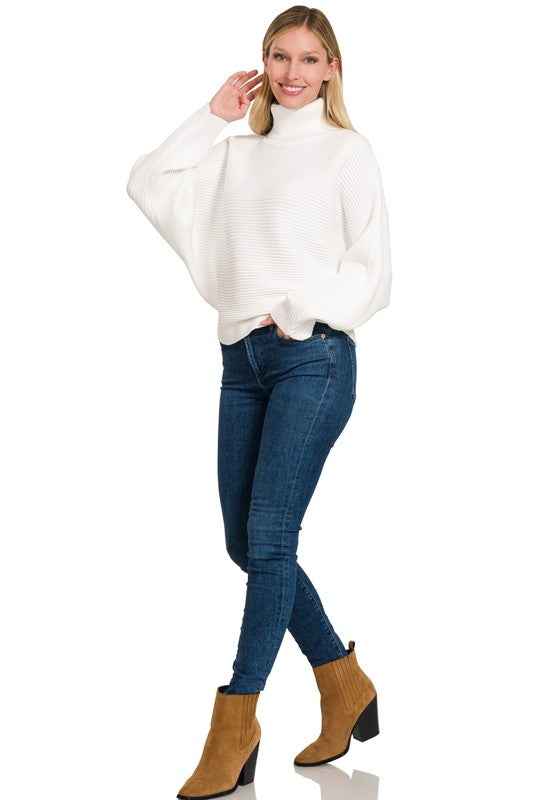 Viscose Dolman Sleeve Turtleneck Sweater