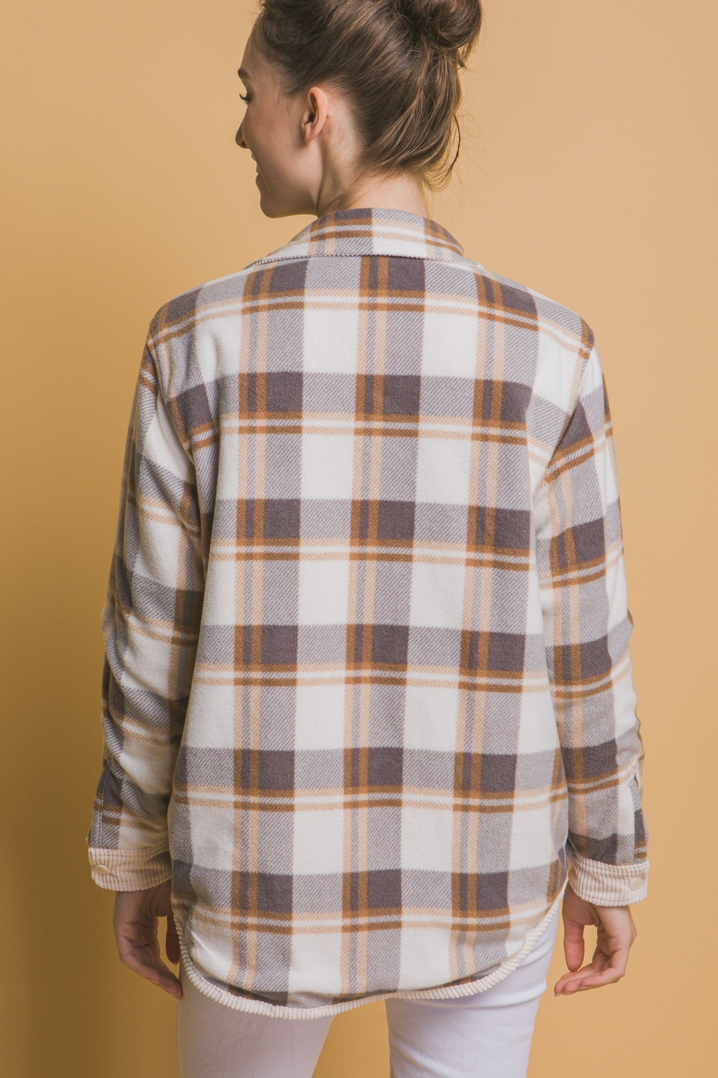 Reversible 2-in-1 Button Down Jacket - Front Pockets & Long Sleeves