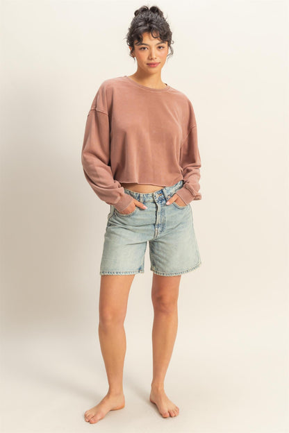 Olivia’s Oversized Mineral Washed Terry Fleece Sweatshirt - Relaxed Fit