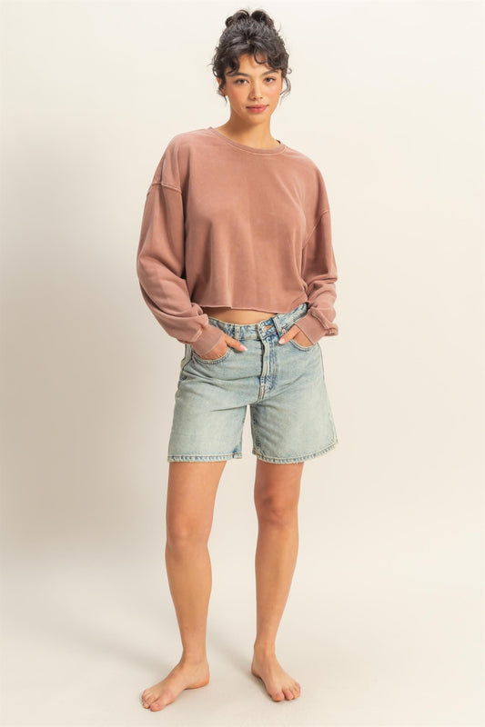 Olivia’s Oversized Mineral Washed Terry Fleece Sweatshirt - Relaxed Fit