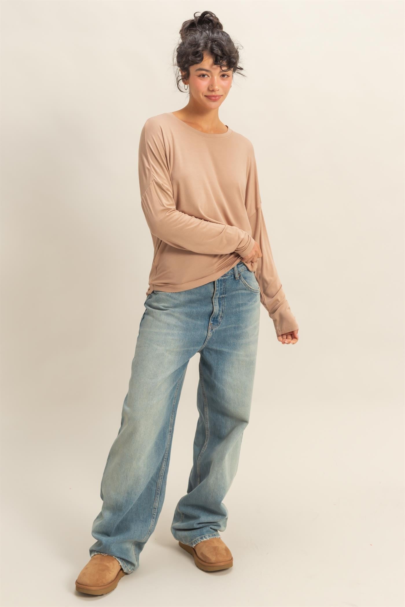 Rachel’s Round Neck Long Sleeve Top - Soft Rayon Blend