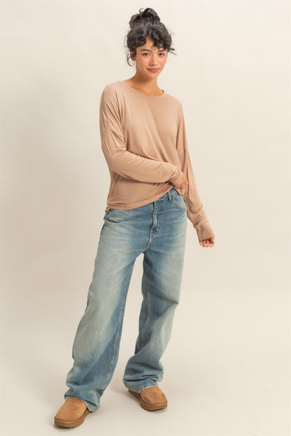 Rachel’s Round Neck Long Sleeve Top - Soft Rayon Blend