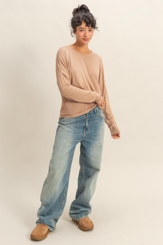 Rachel’s Round Neck Long Sleeve Top - Soft Rayon Blend