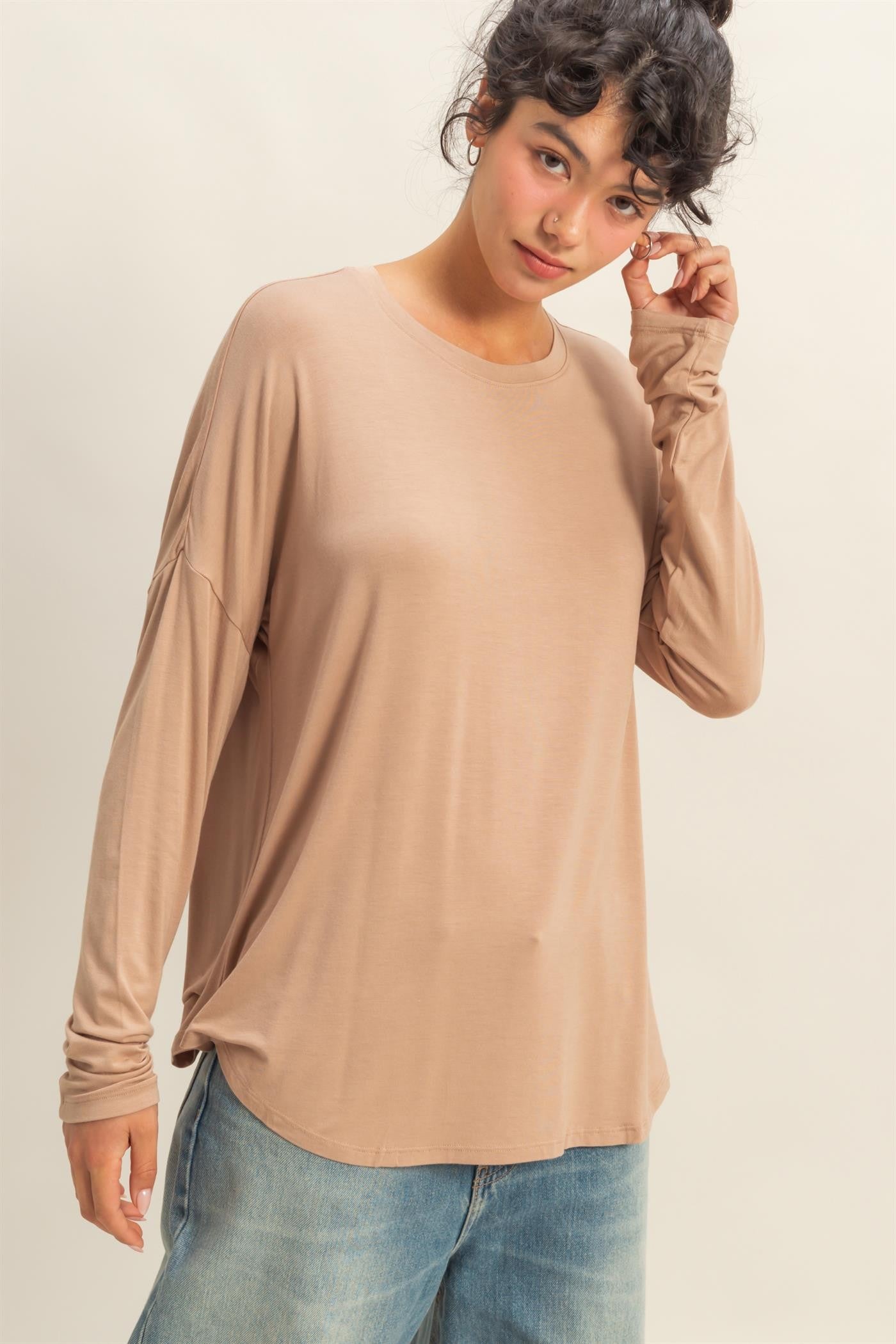 Rachel’s Round Neck Long Sleeve Top - Soft Rayon Blend