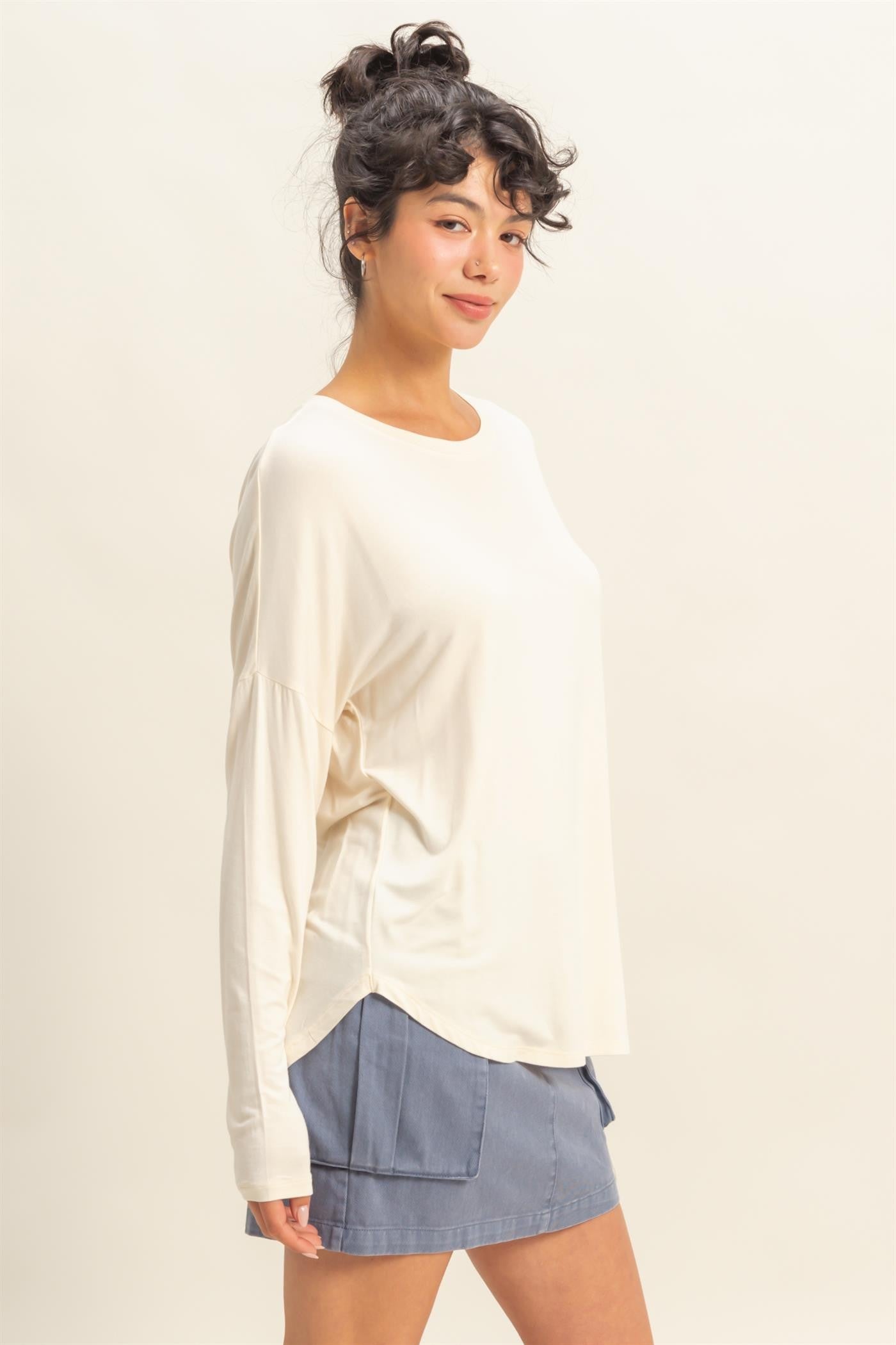 Rachel’s Round Neck Long Sleeve Top - Soft Rayon Blend