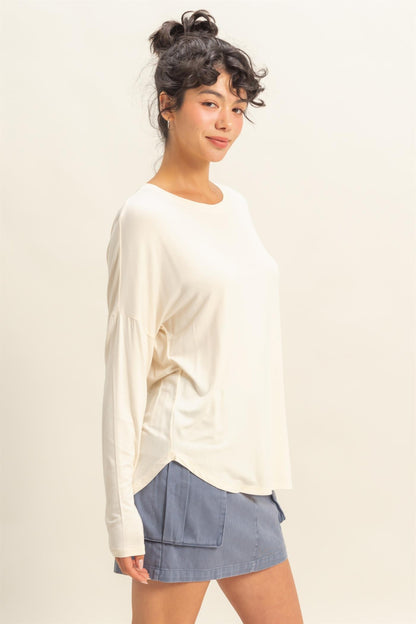 Rachel’s Round Neck Long Sleeve Top - Soft Rayon Blend
