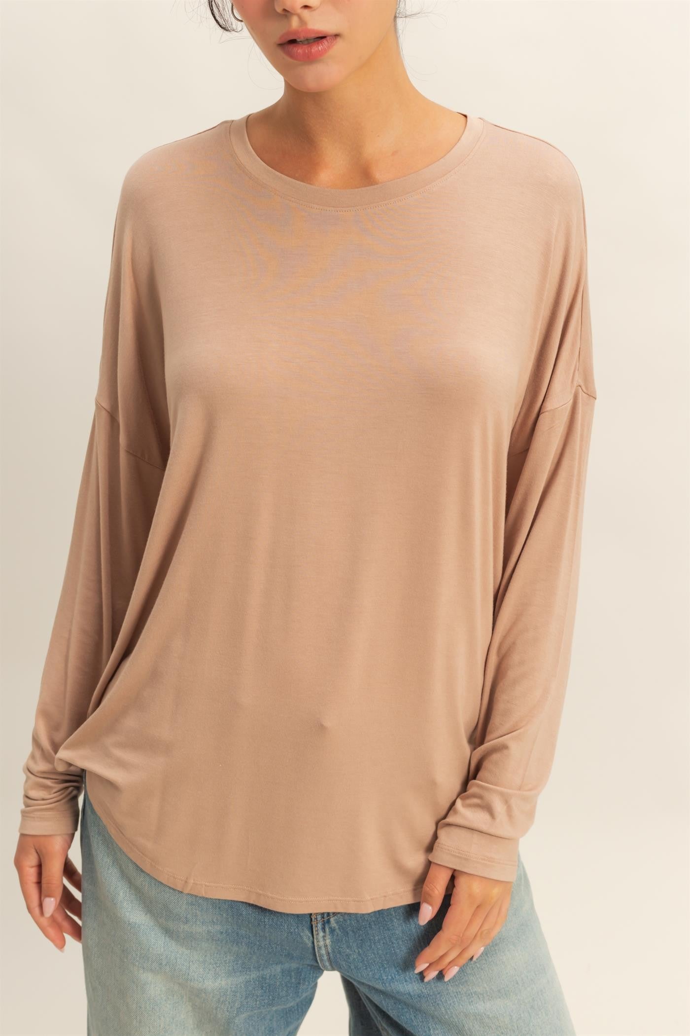 Rachel’s Round Neck Long Sleeve Top - Soft Rayon Blend
