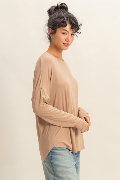 Rachel’s Round Neck Long Sleeve Top - Soft Rayon Blend