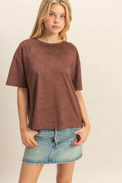 Coco’s Suede Short Sleeve T-shirt