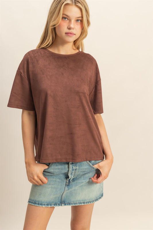 Coco’s Suede Short Sleeve T-shirt