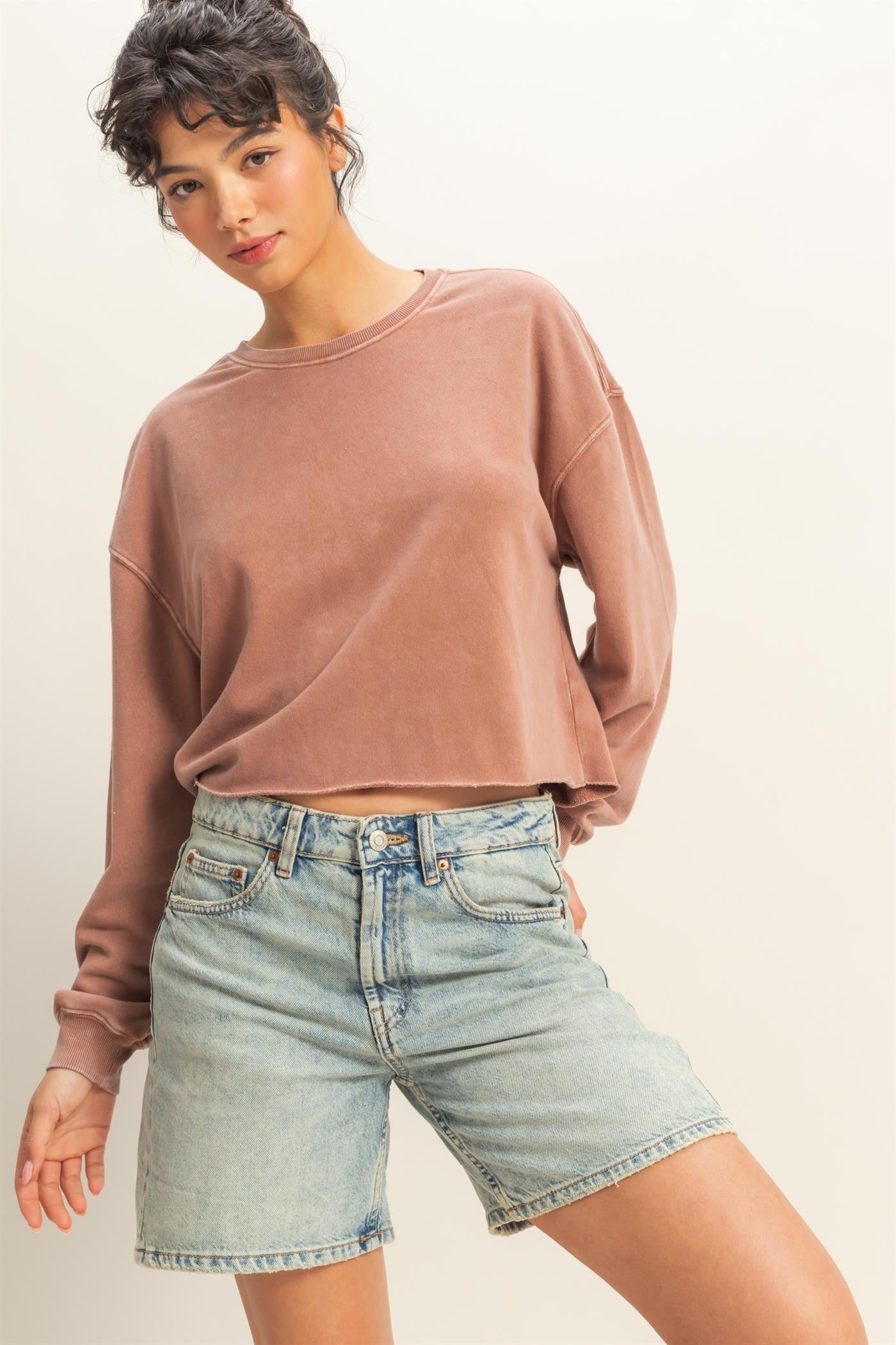 Olivia’s Oversized Mineral Washed Terry Fleece Sweatshirt - Relaxed Fit